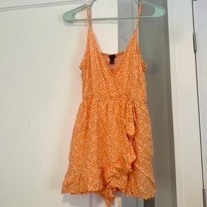 Wild fable orange and white dress romper- size m